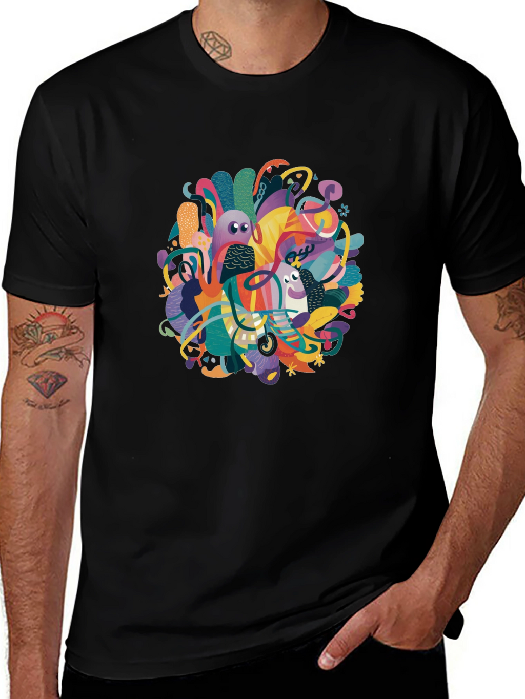 Abstract Art Graphic Tee - Modern Casual Wear