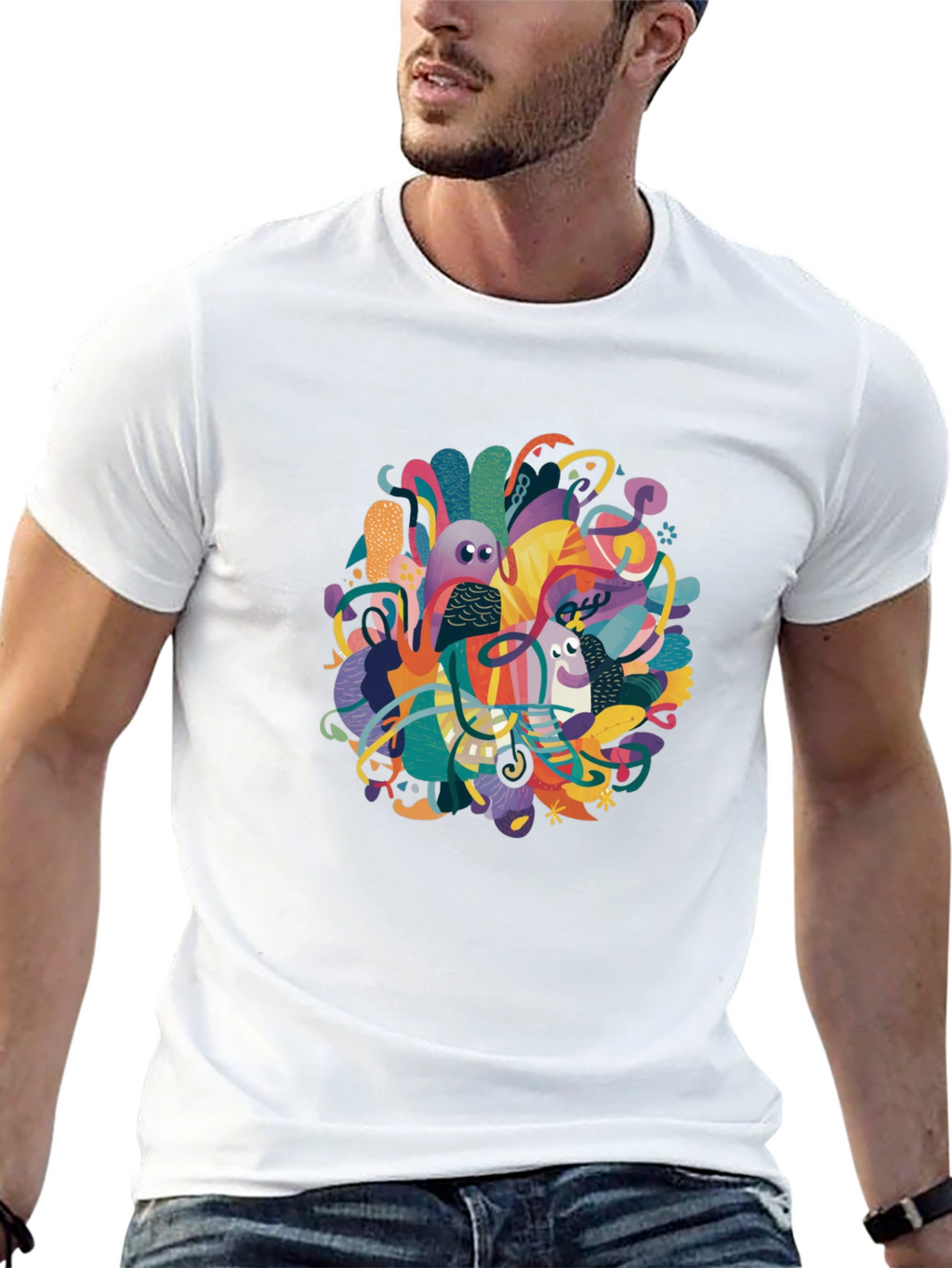 Abstract Art Graphic Tee - Modern Casual Wear