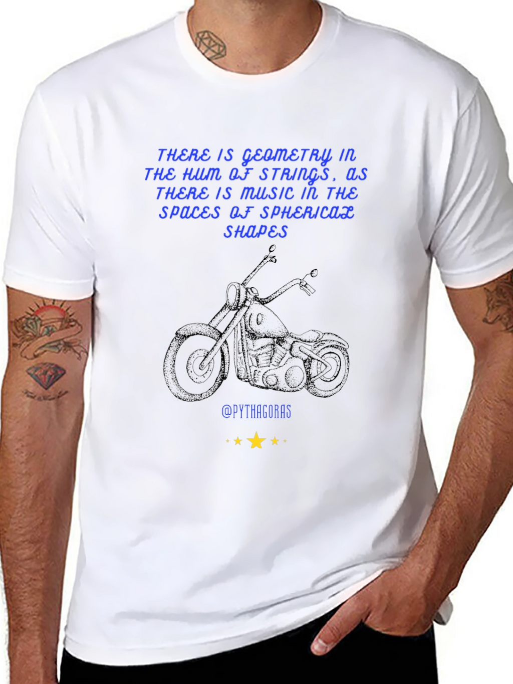 Geometric Music T-Shirt: Pythagorean Motorcycle Design