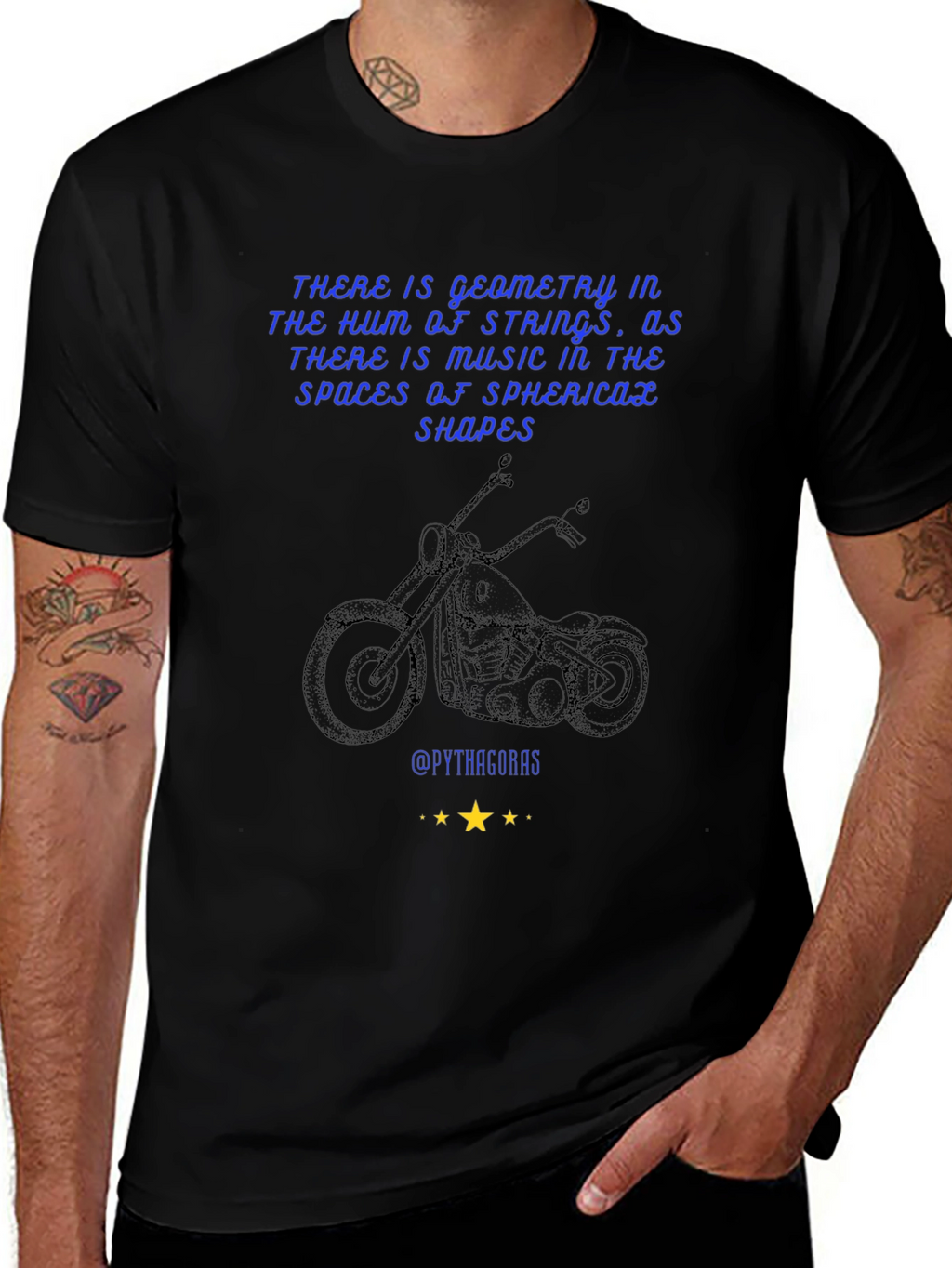 Geometric Music T-Shirt: Pythagorean Motorcycle Design