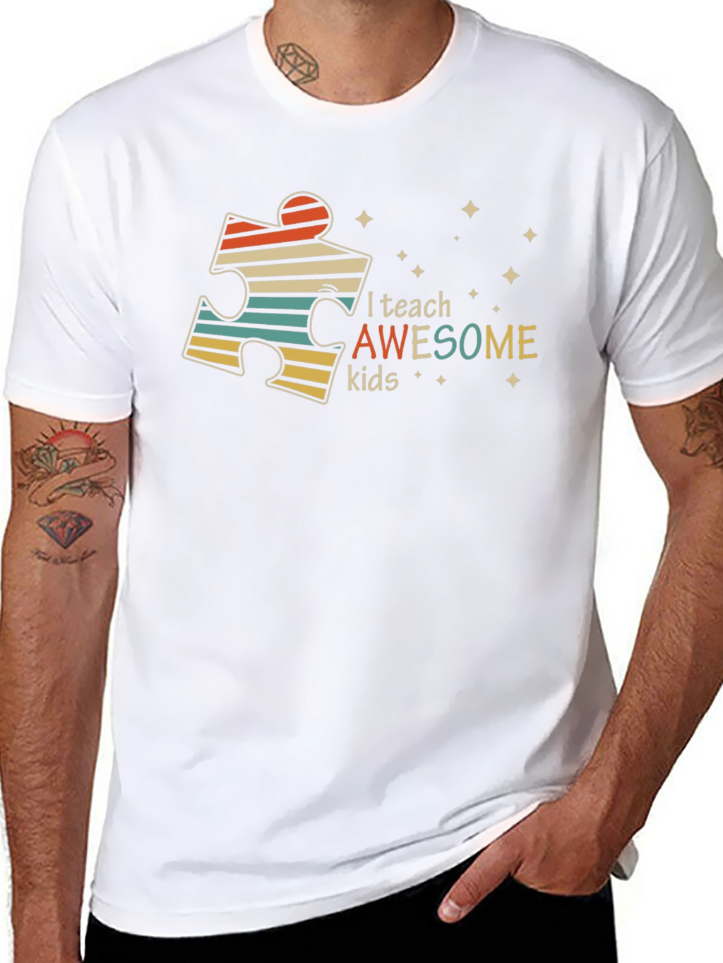 Autism Awareness Teacher T-Shirt - I Teach Awesome Kids