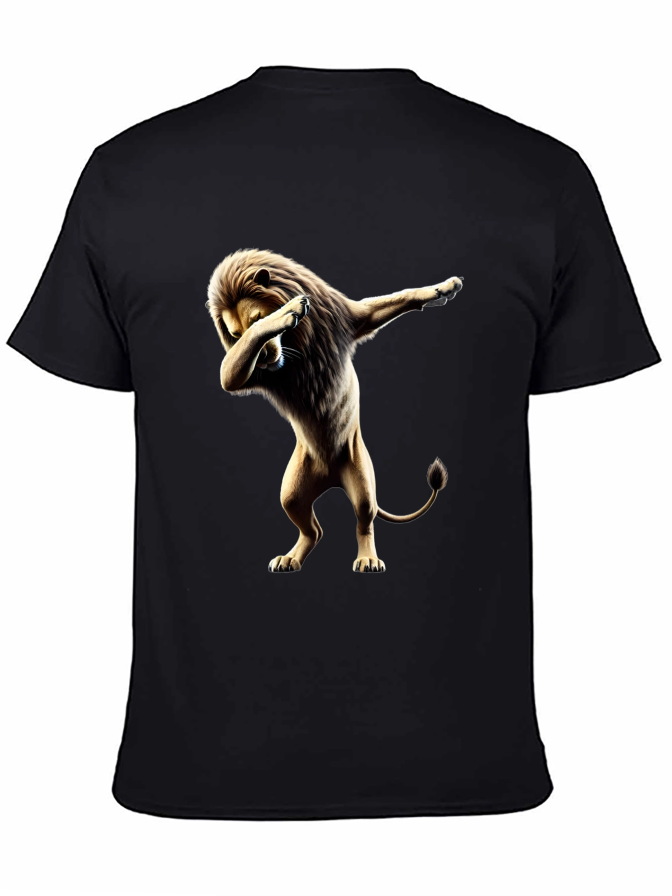 Lion Dabbing Graphic Tee - Black Cotton T-Shirt