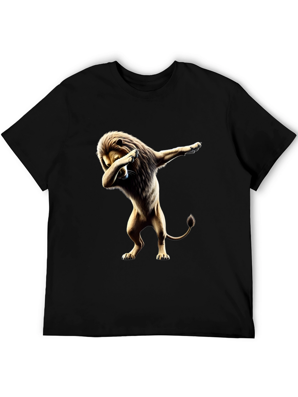 Lion Dabbing Graphic Tee - Black Cotton T-Shirt