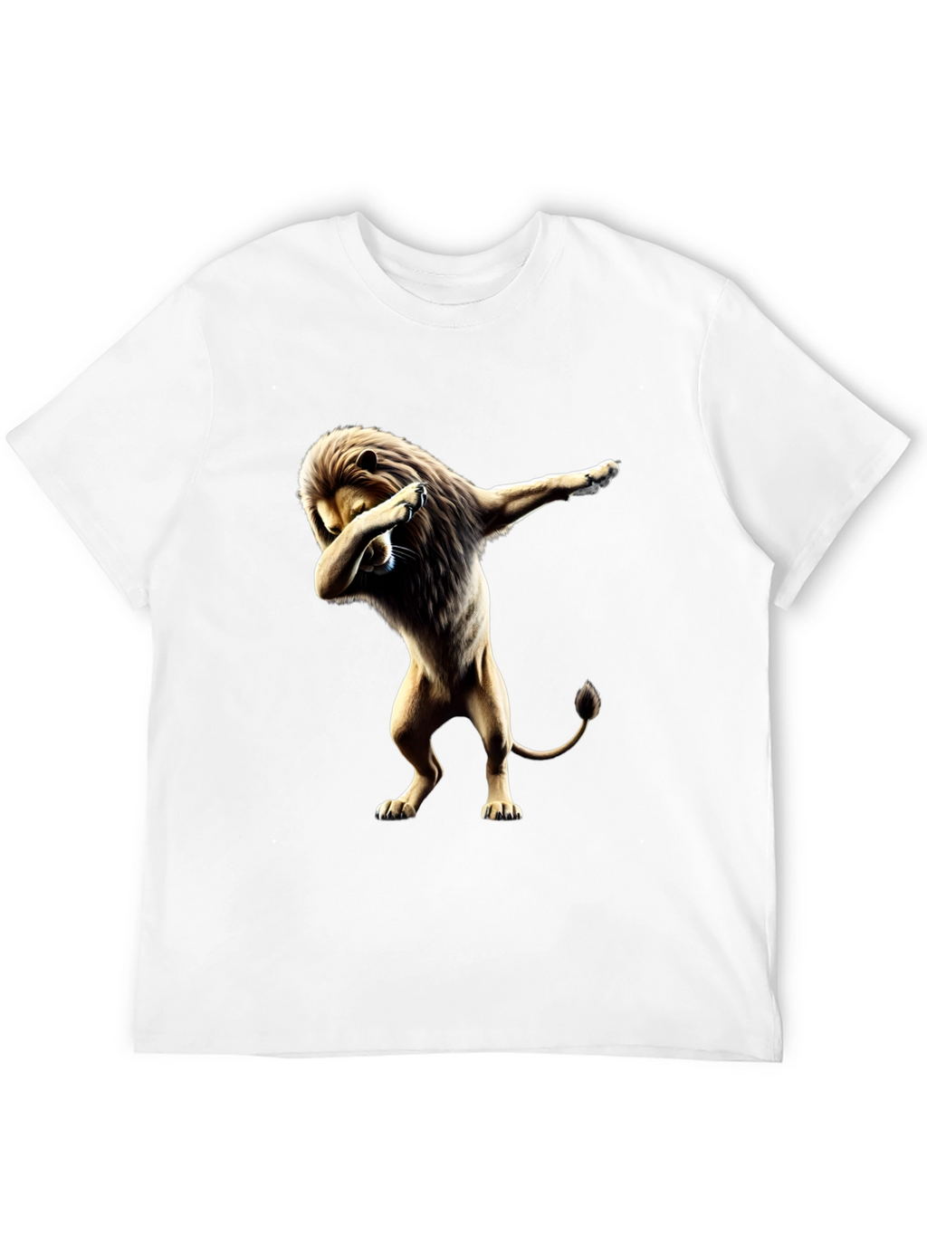 Lion Dabbing Graphic Tee - Black Cotton T-Shirt