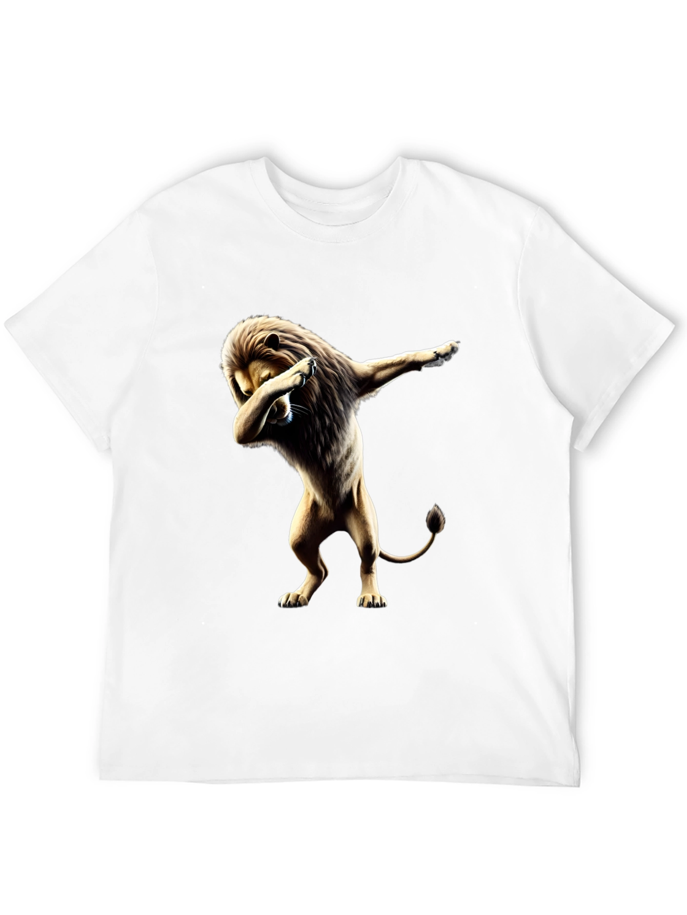 Lion Dabbing Graphic Tee - Black Cotton T-Shirt