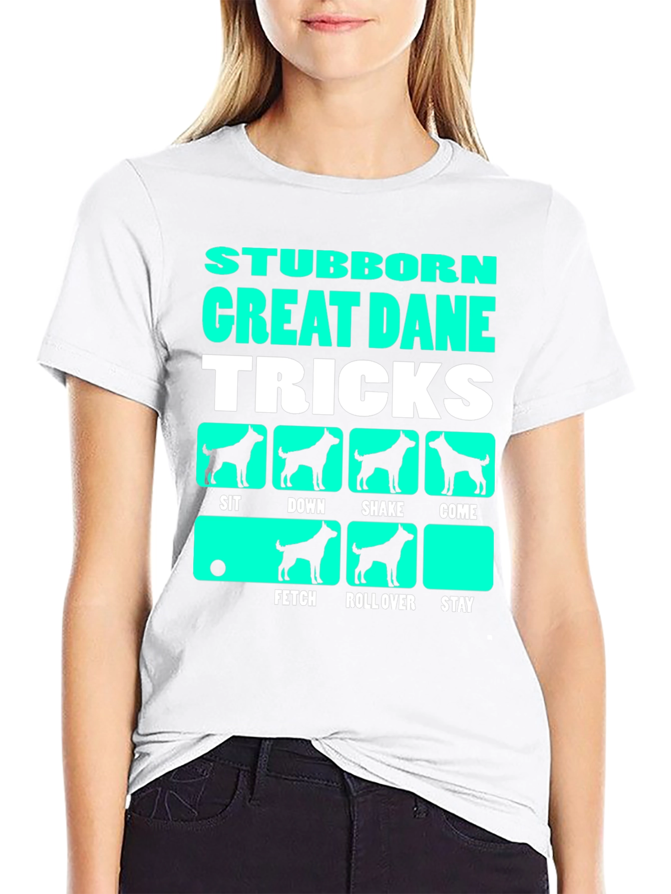 Stubborn Great Dane Tricks Graphic T-Shirt
