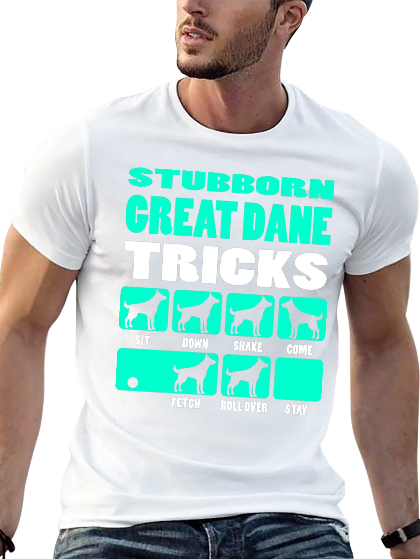Stubborn Great Dane Tricks Graphic T-Shirt