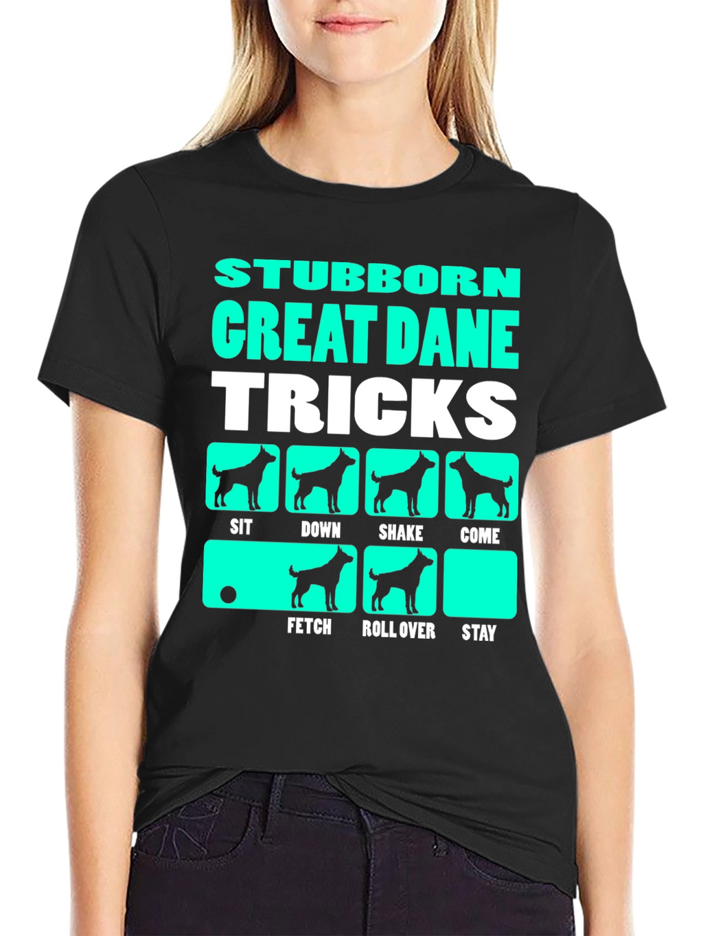 Stubborn Great Dane Tricks Graphic T-Shirt