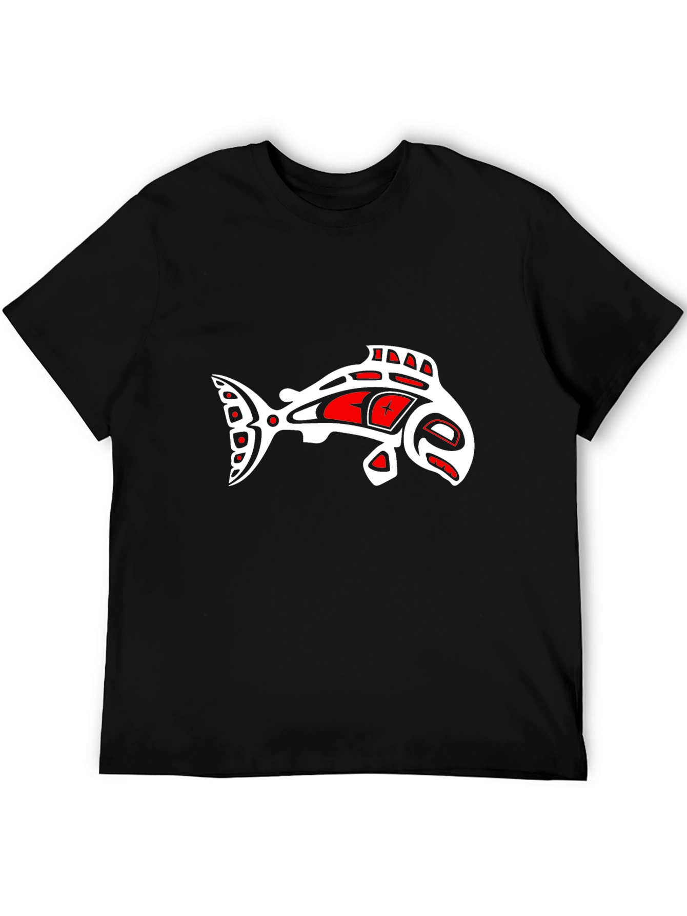 Artistic Fish Graphic Tee - Black