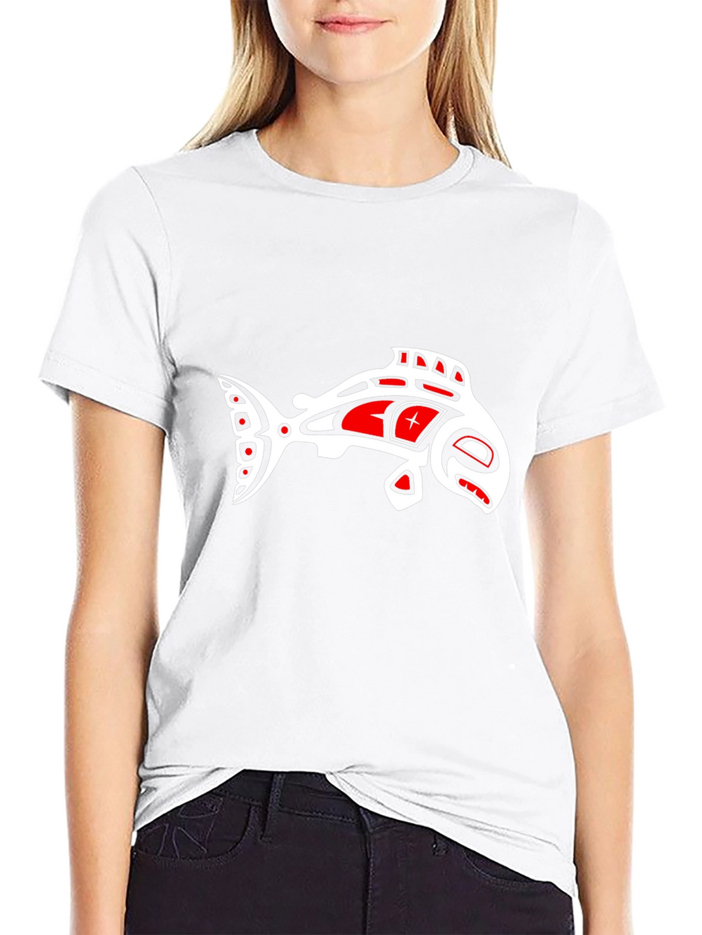 Artistic Fish Graphic Tee - Black