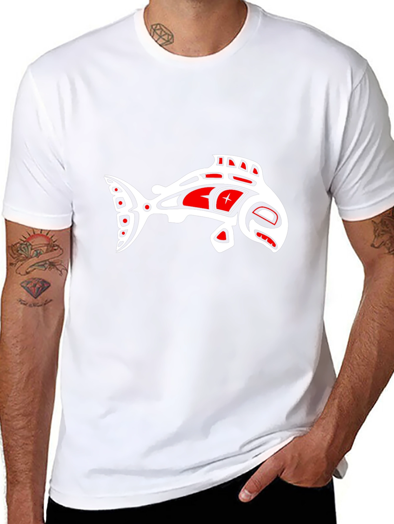 Artistic Fish Graphic Tee - Black