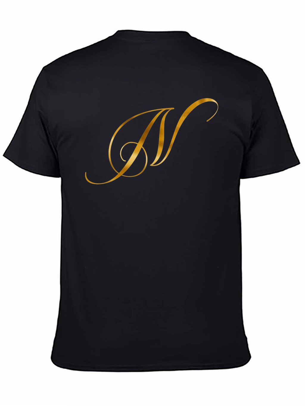 Elegant Gold Letter T-Shirt - Stylish Black Tee