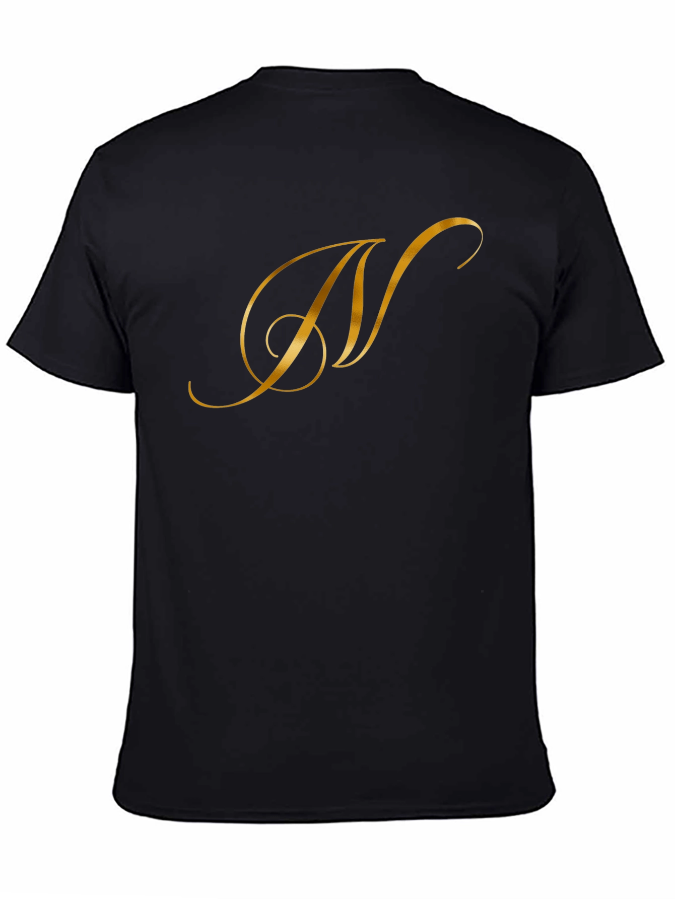Elegant Gold Letter T-Shirt - Stylish Black Tee