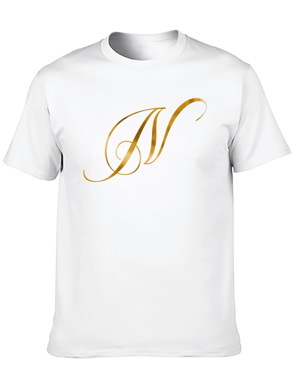 Elegant Gold Letter T-Shirt - Stylish Black Tee