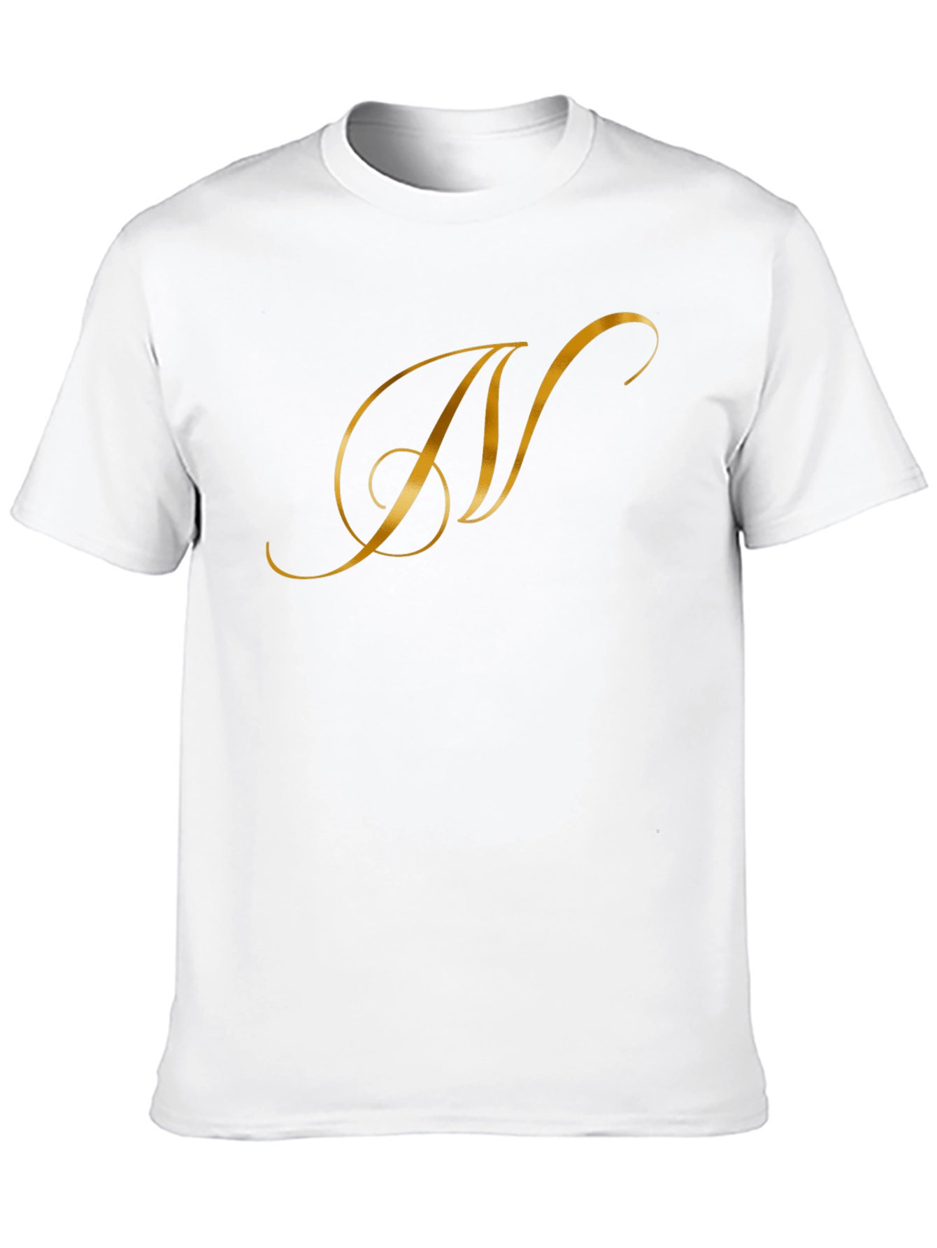 Elegant Gold Letter T-Shirt - Stylish Black Tee