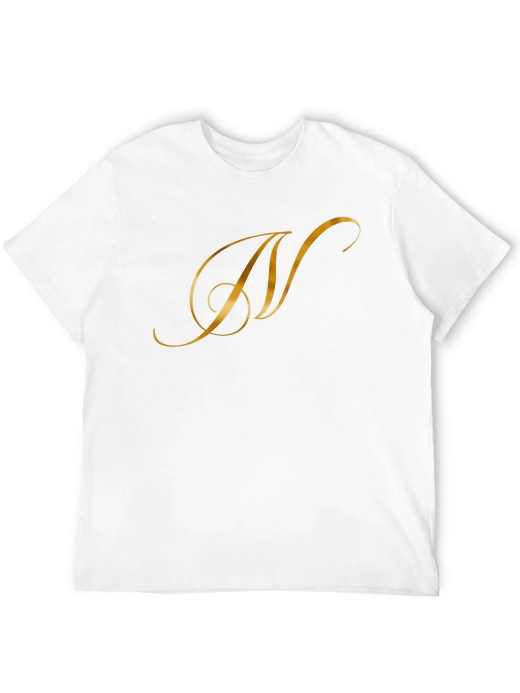 Elegant Gold Letter T-Shirt - Stylish Black Tee