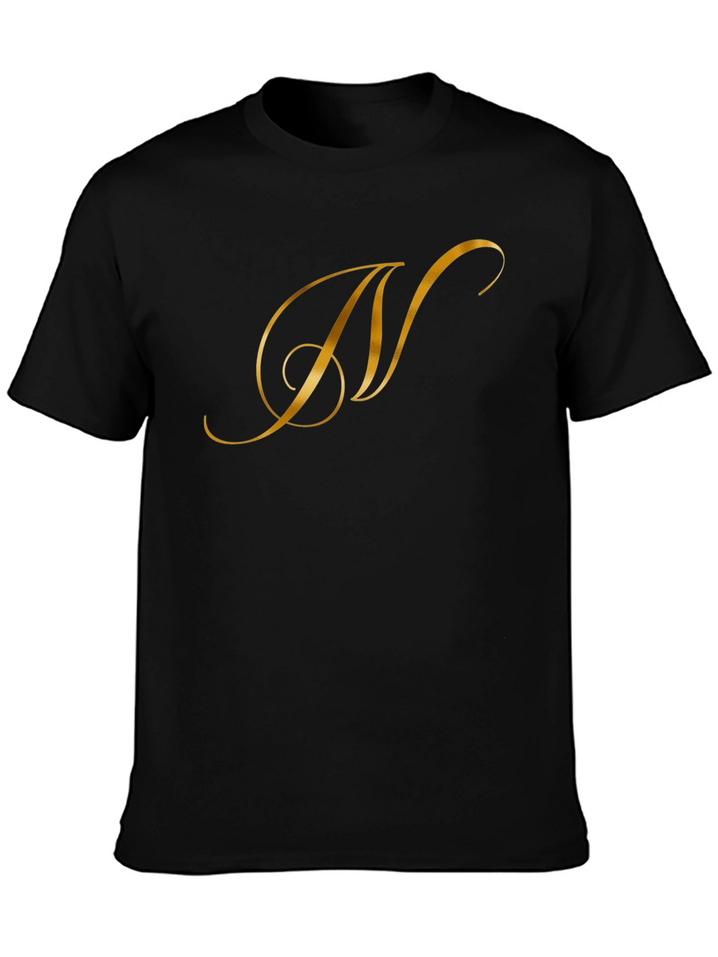 Elegant Gold Letter T-Shirt - Stylish Black Tee
