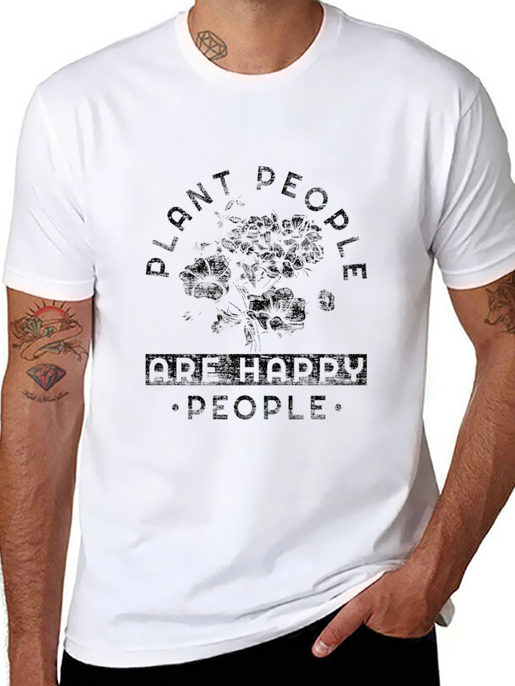Plant People Happy People Black Graphic T-Shirt