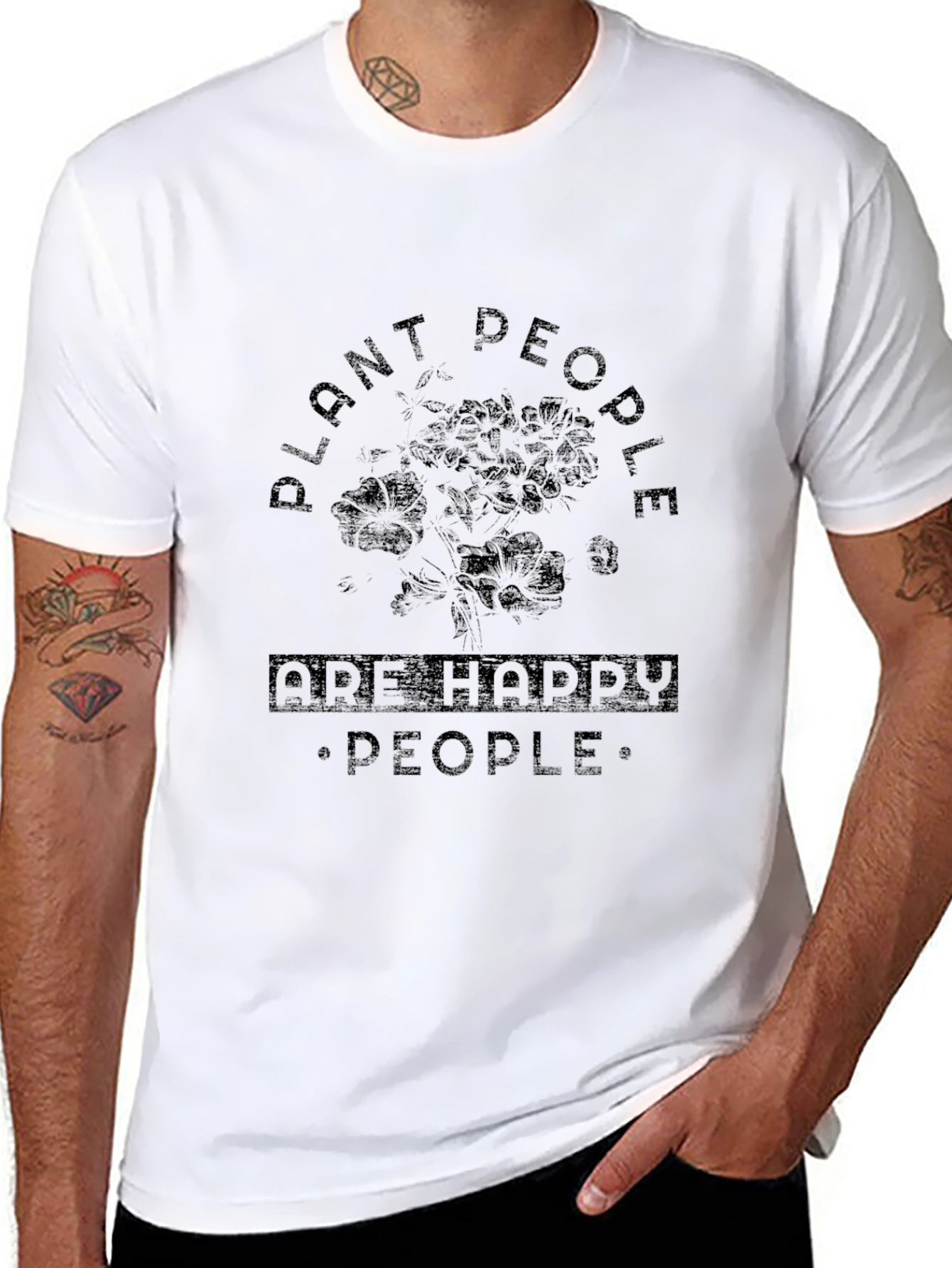 Plant People Happy People Black Graphic T-Shirt