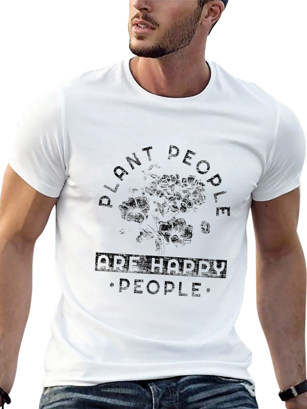 Plant People Happy People Black Graphic T-Shirt