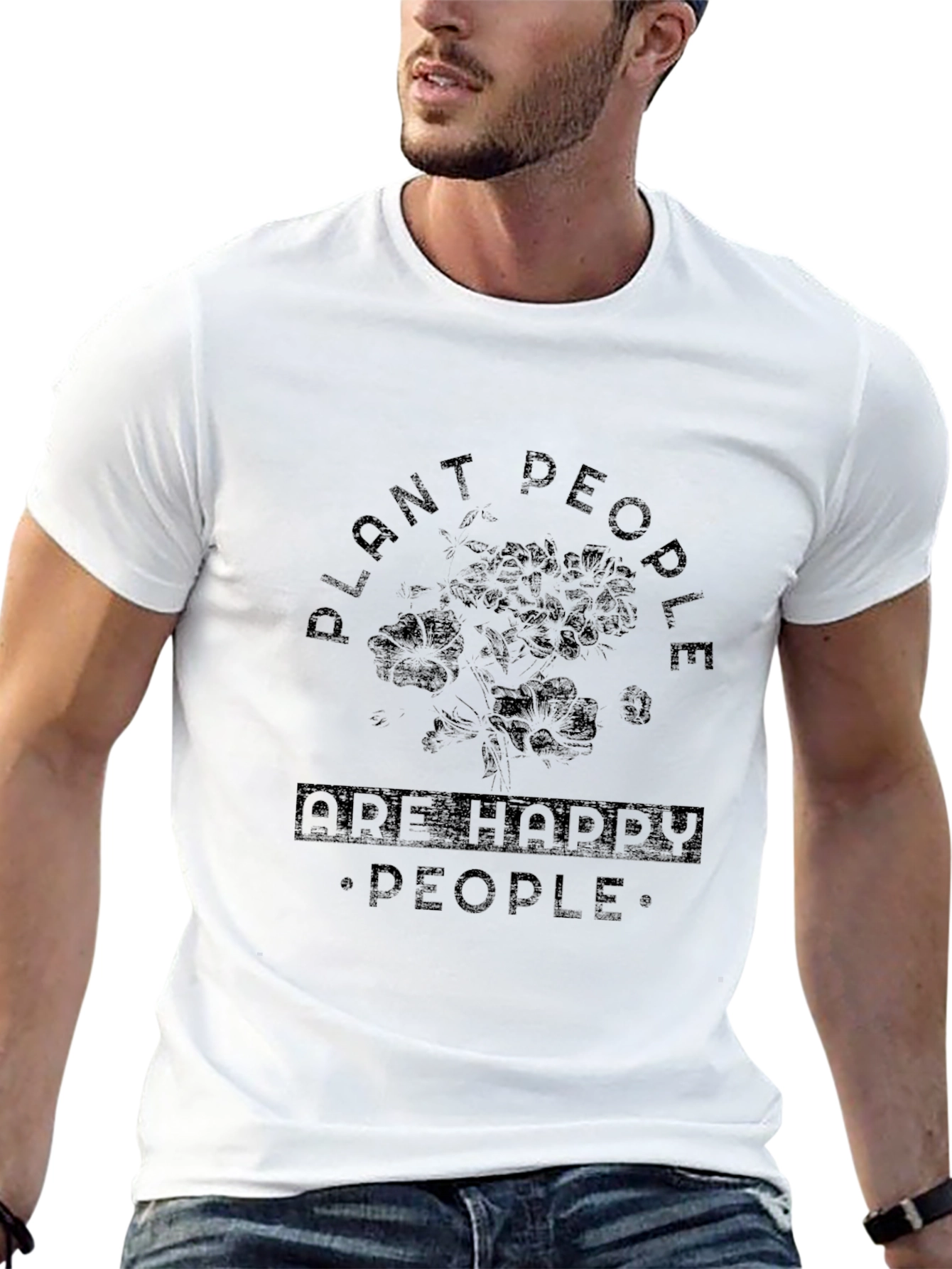 Plant People Happy People Black Graphic T-Shirt