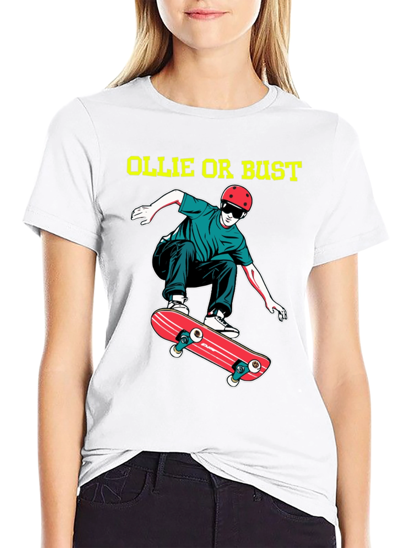 Ollie or Bust Skateboard T-Shirt - Black