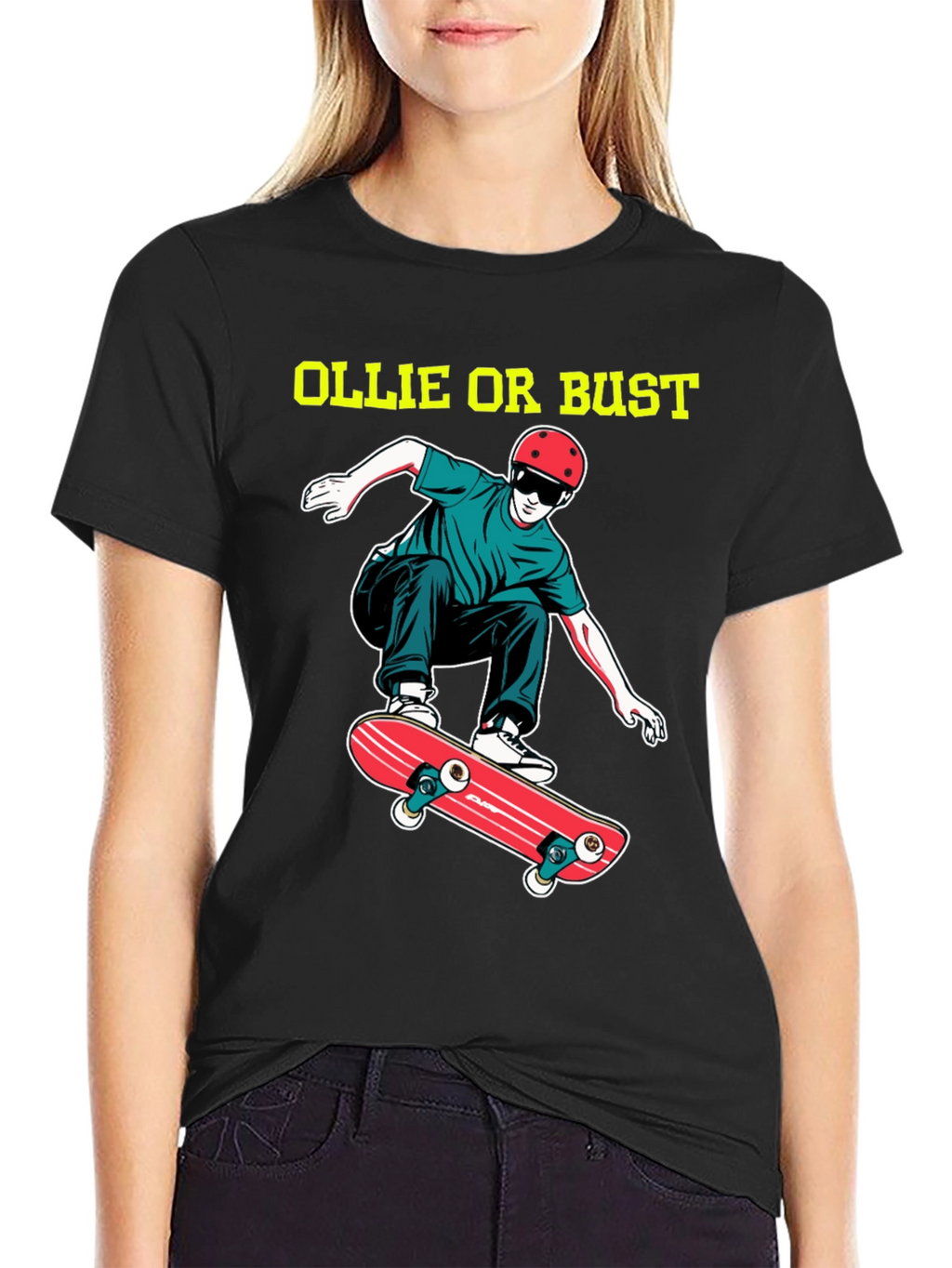 Ollie or Bust Skateboard T-Shirt - Black