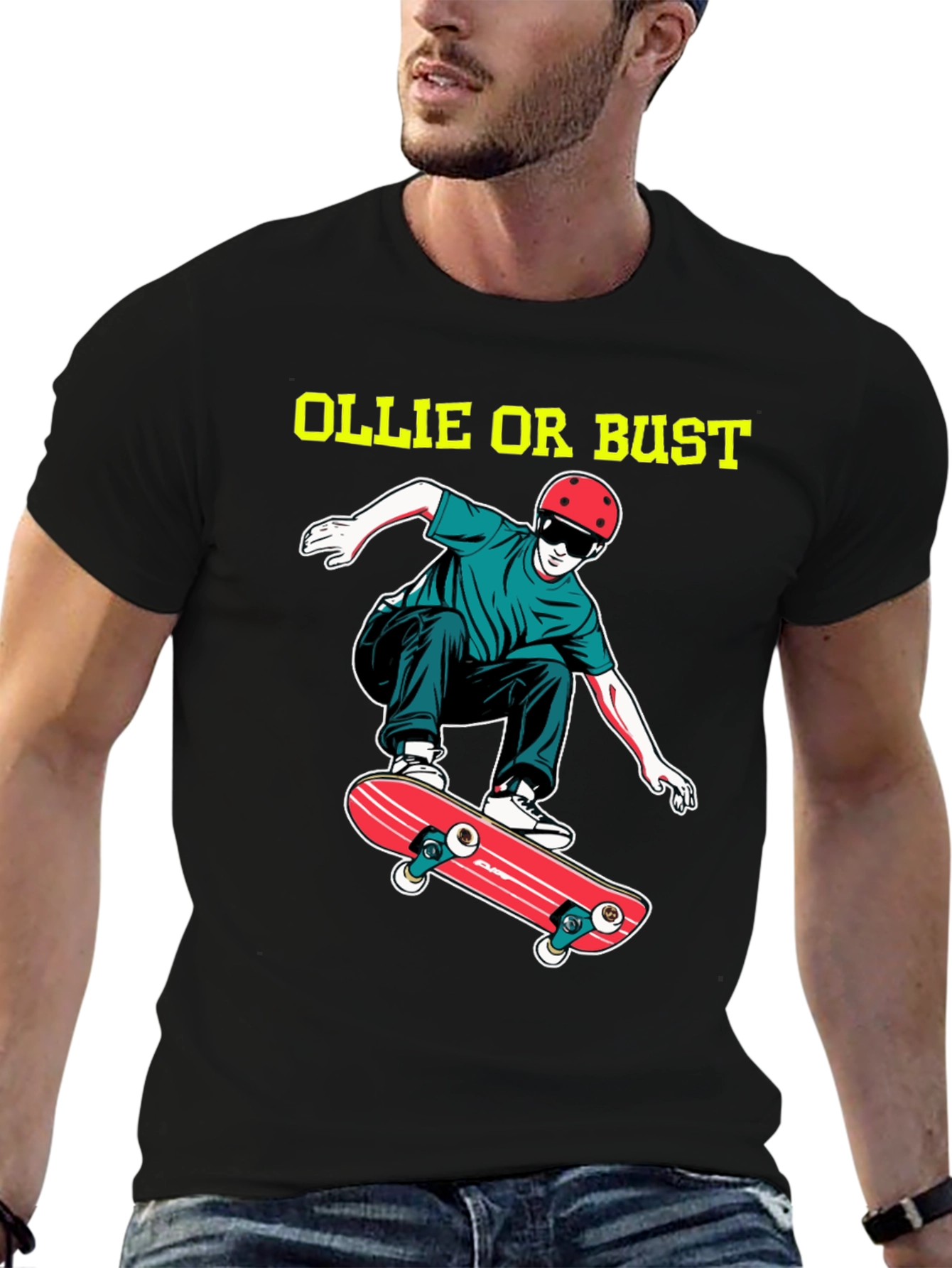 Ollie or Bust Skateboard T-Shirt - Black