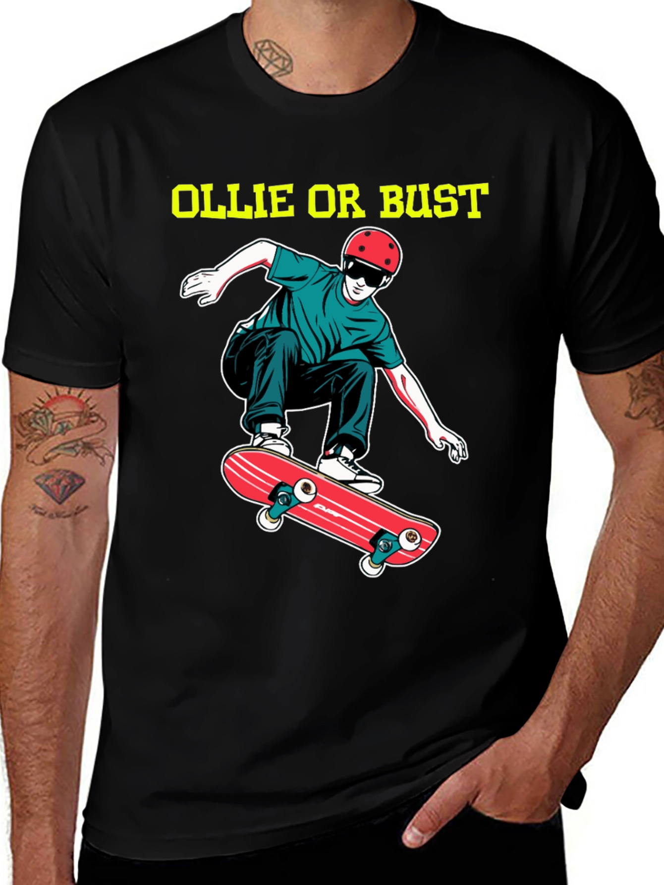 Ollie or Bust Skateboard T-Shirt - Black