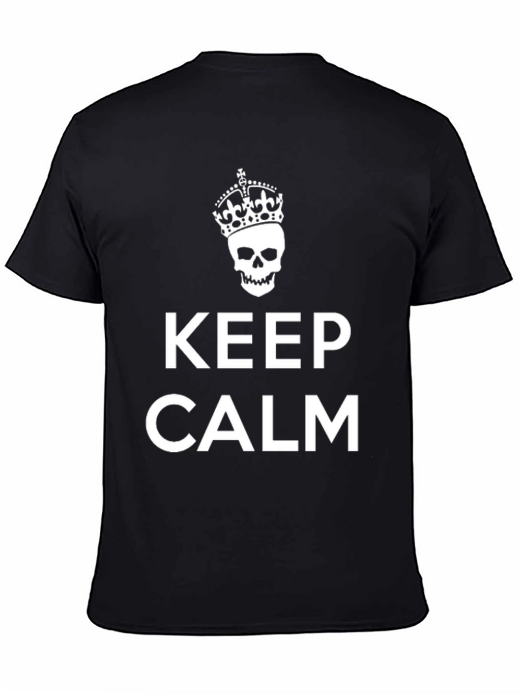 Keep Calm Skull Crown Graphic Tee - Black