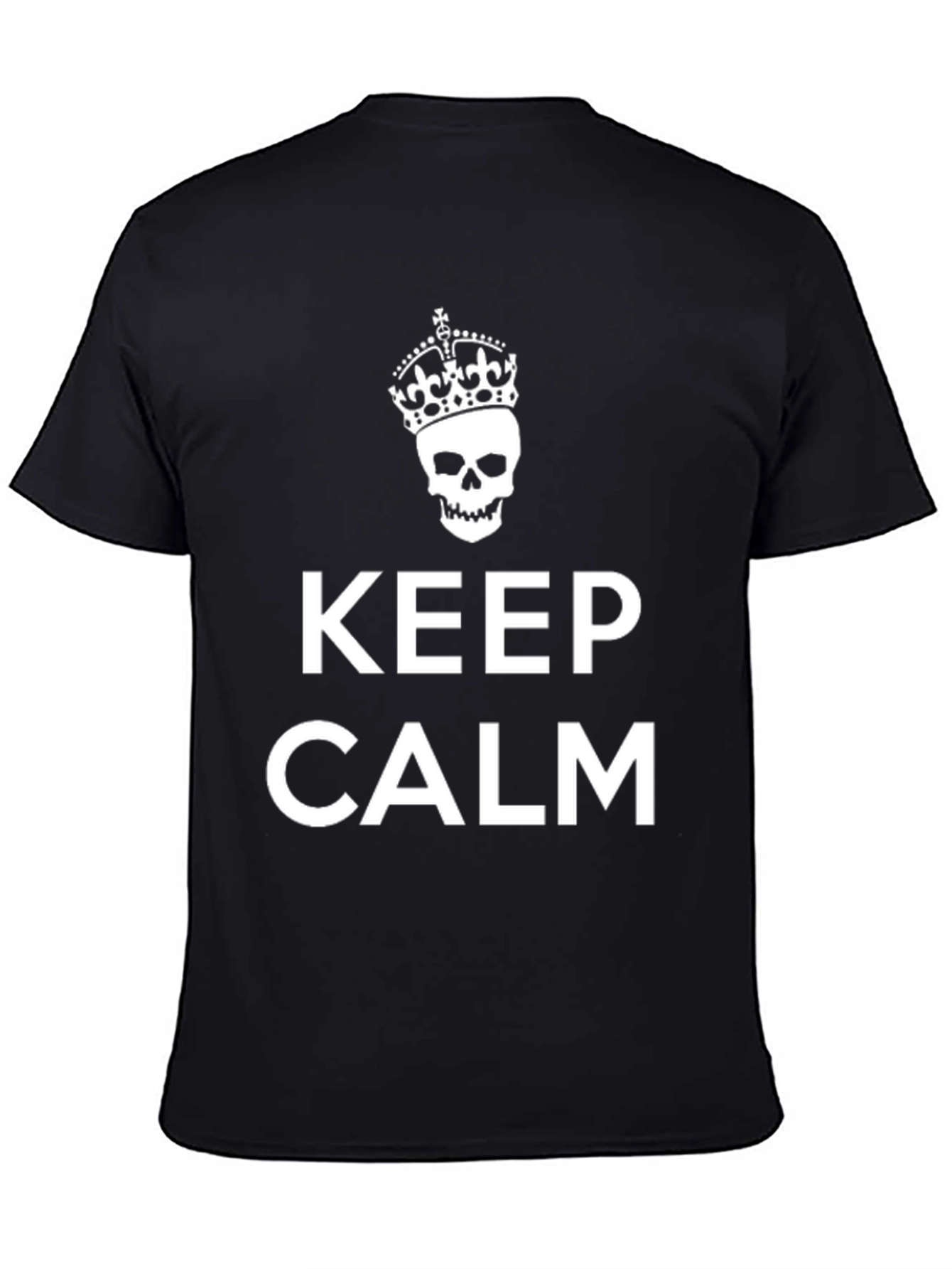 Keep Calm Skull Crown Graphic Tee - Black