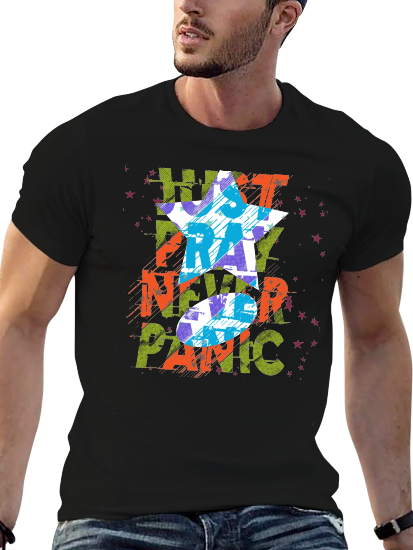Just Pray Never Panic Graphic Tee