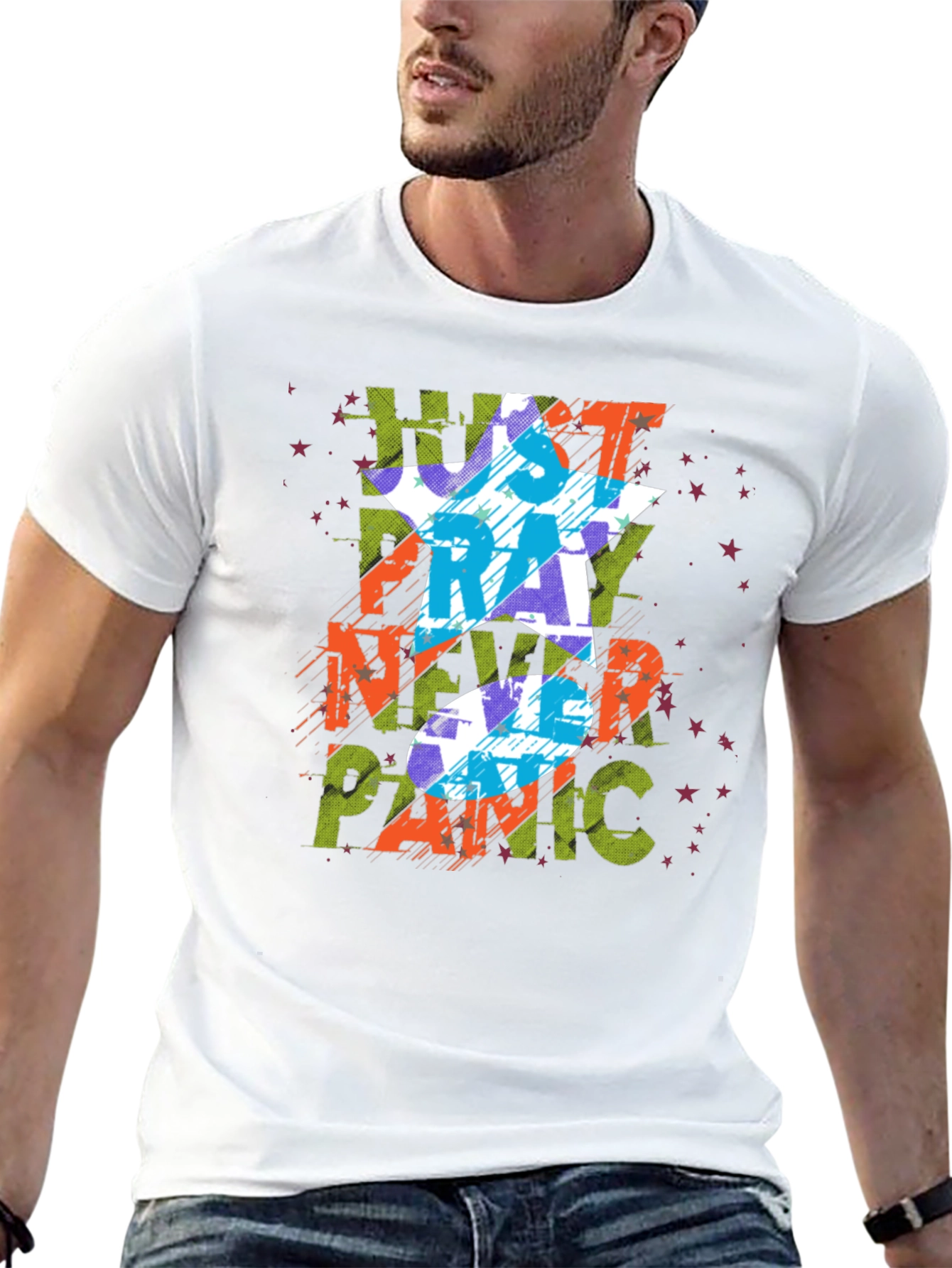 Just Pray Never Panic Graphic Tee