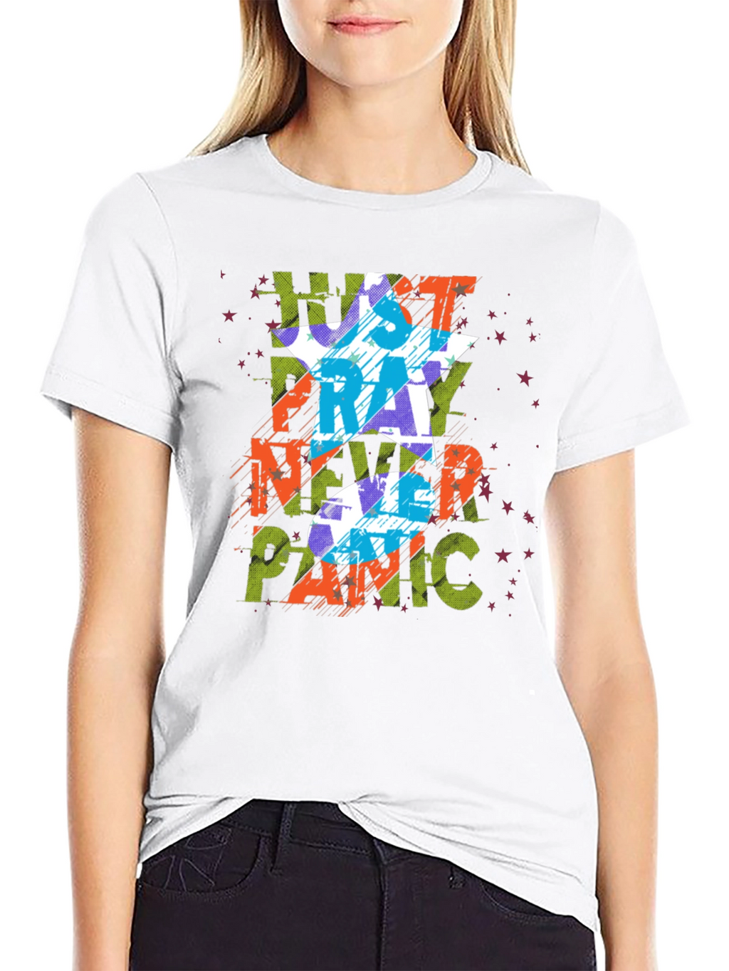 Just Pray Never Panic Graphic Tee
