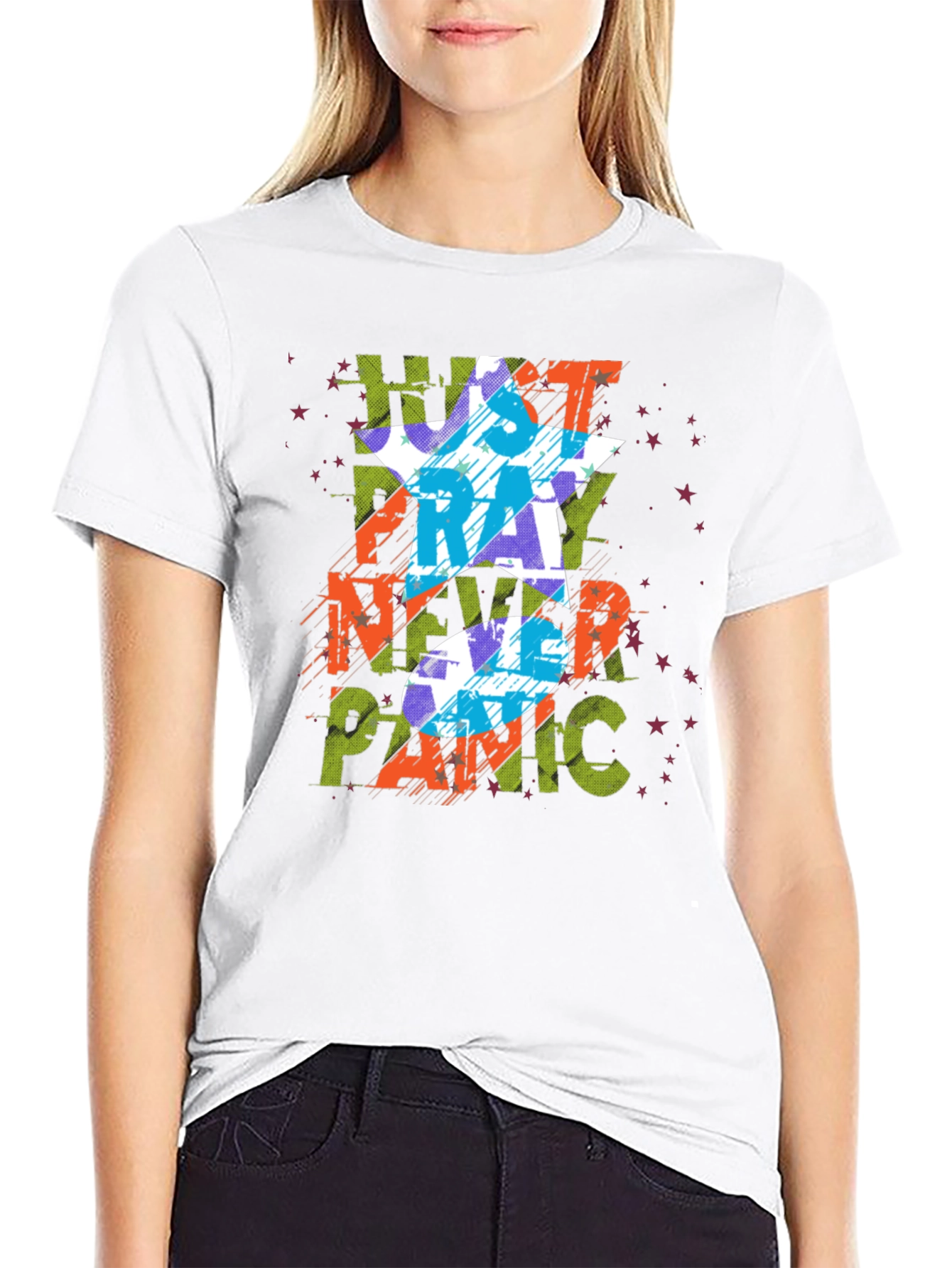 Just Pray Never Panic Graphic Tee