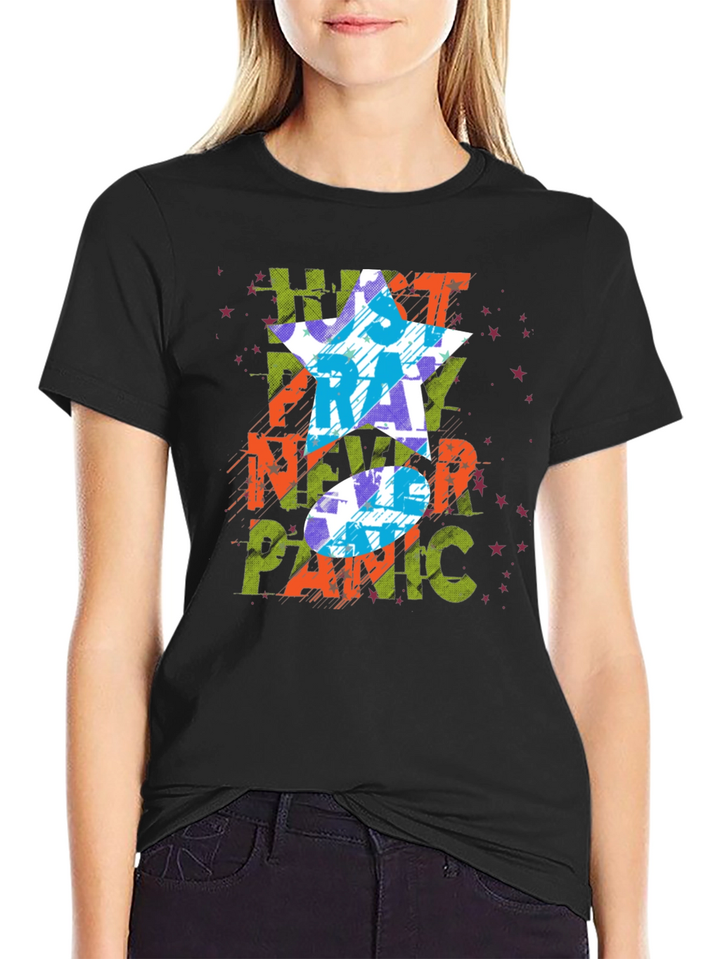 Just Pray Never Panic Graphic Tee