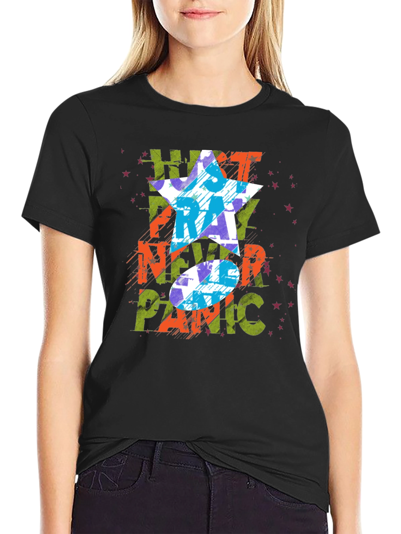 Just Pray Never Panic Graphic Tee