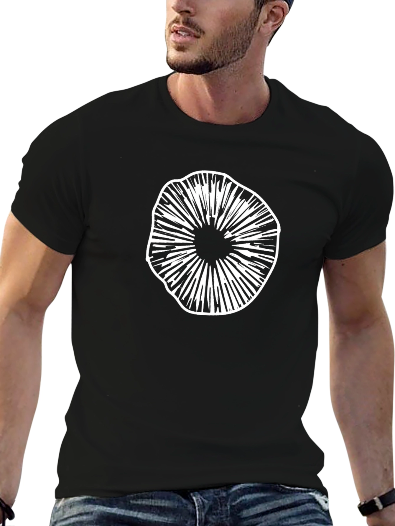 Abstract Graphic Tee - Modern Black Cotton Shirt