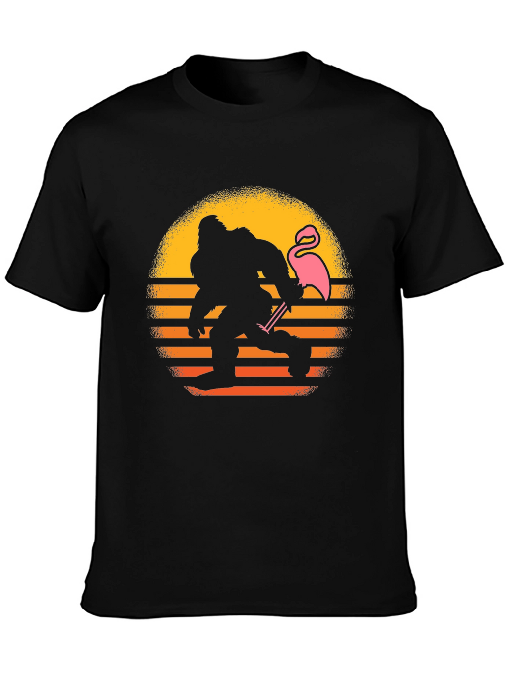 Bigfoot & Flamingo Sunset Graphic T-Shirt