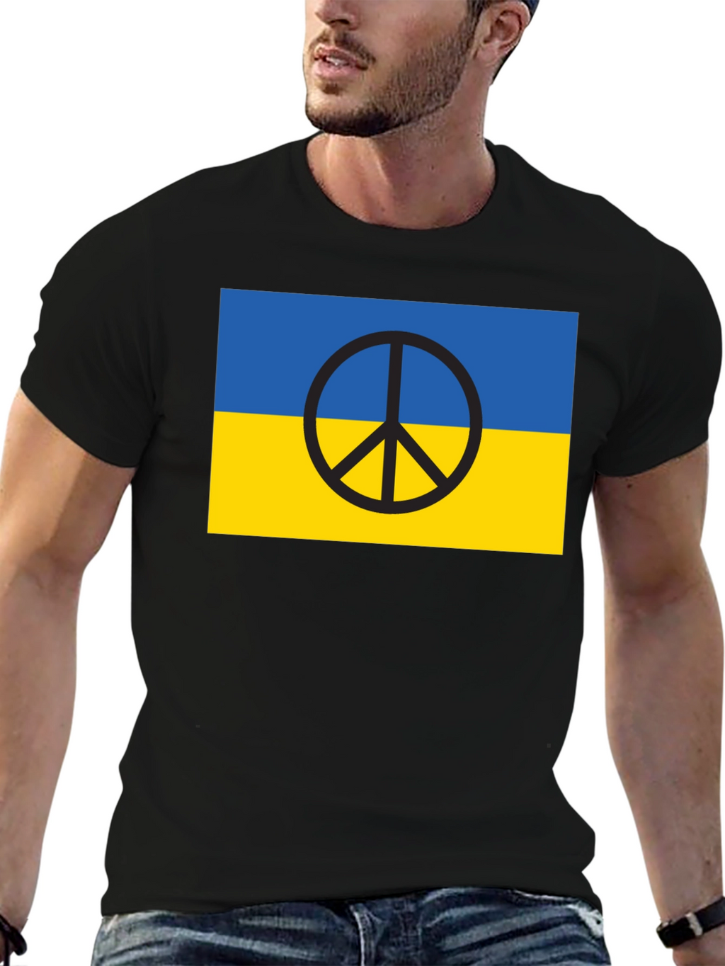 Ukraine Flag Peace Symbol T-Shirt