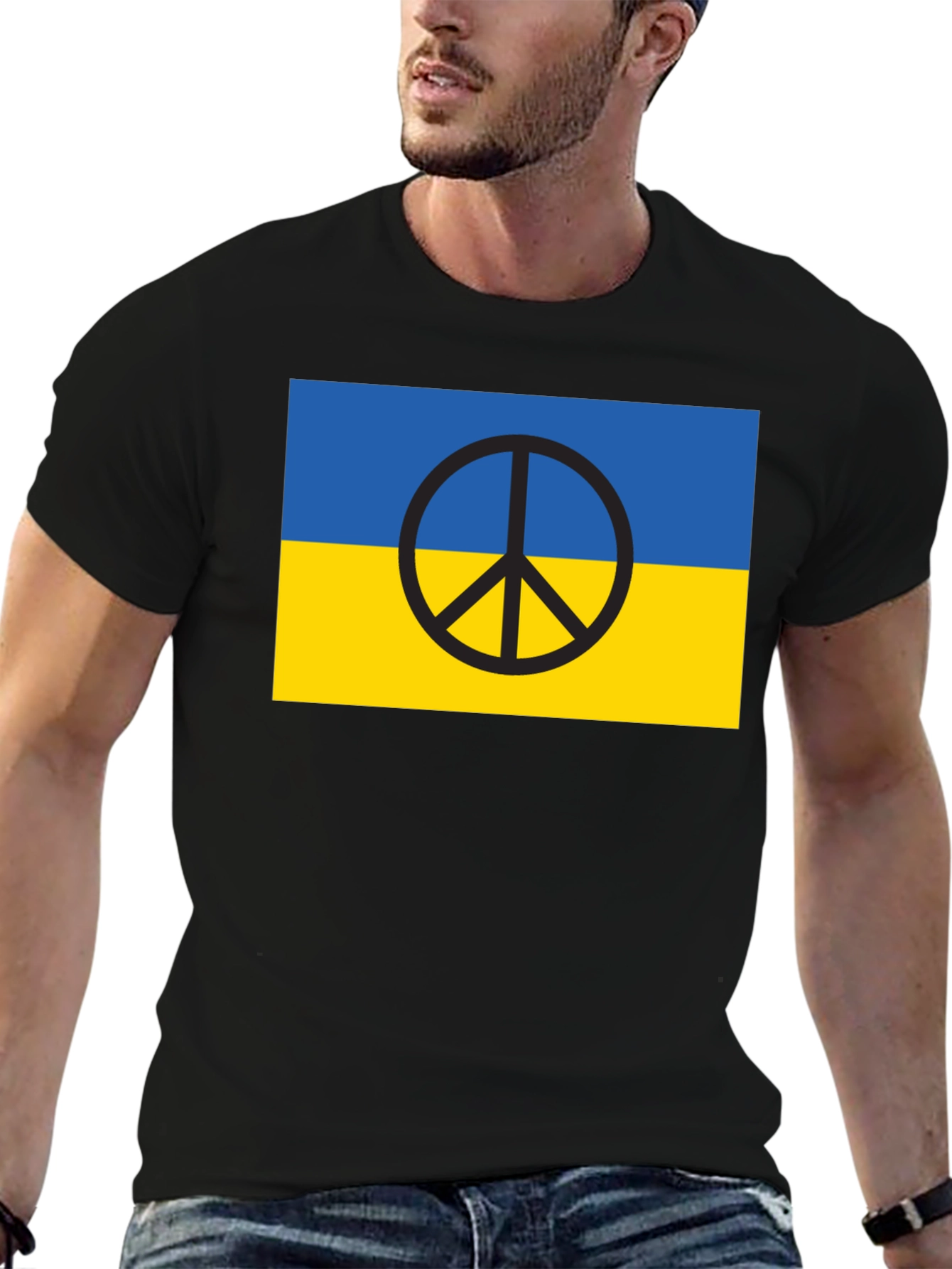 Ukraine Flag Peace Symbol T-Shirt