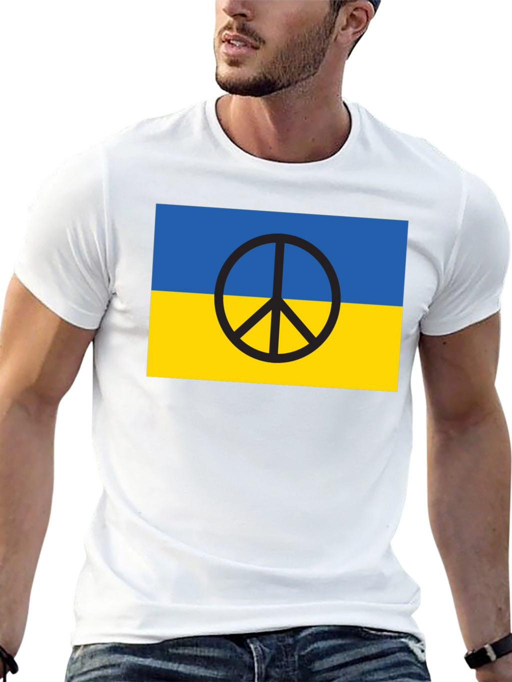 Ukraine Flag Peace Symbol T-Shirt