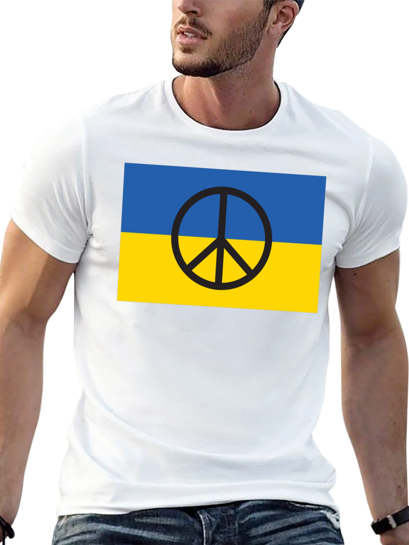 Ukraine Flag Peace Symbol T-Shirt