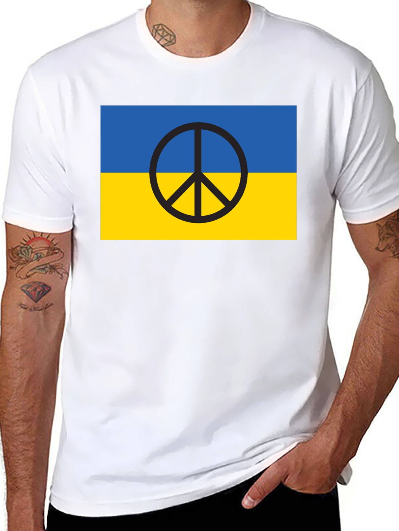 Ukraine Flag Peace Symbol T-Shirt