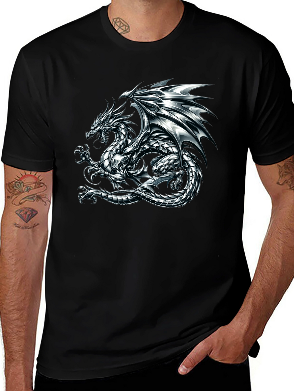 Dragon Graphic Print Mens T-Shirt