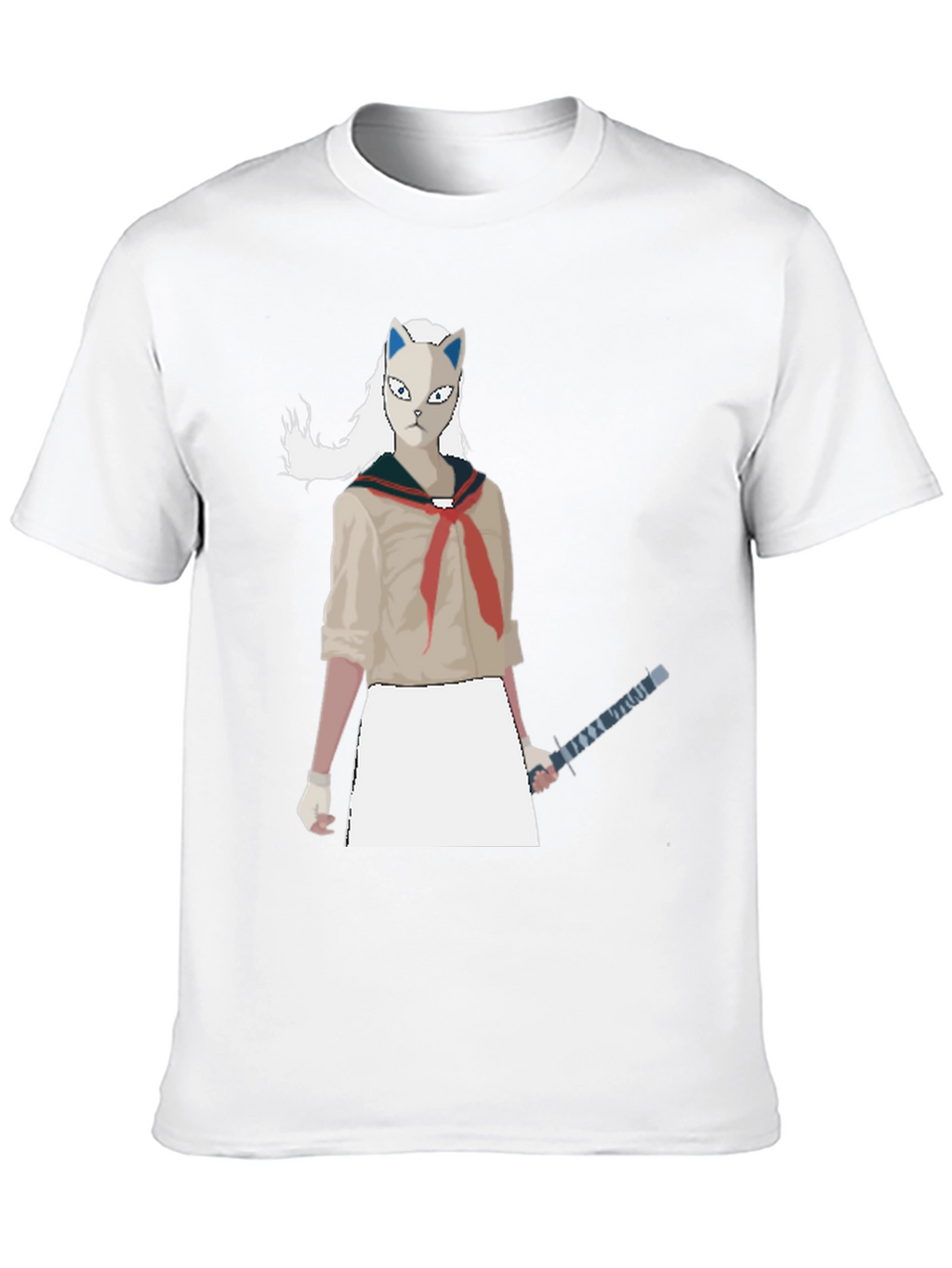 Anime Cat Mask Girl Sword T-Shirt