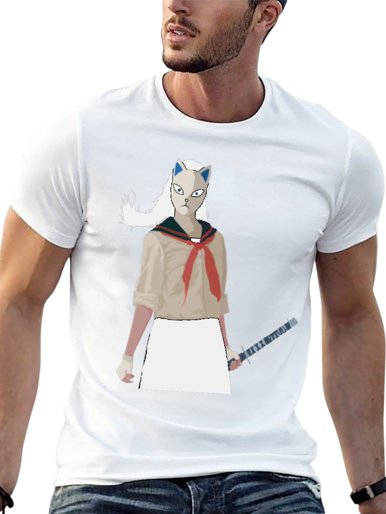Anime Cat Mask Girl Sword T-Shirt