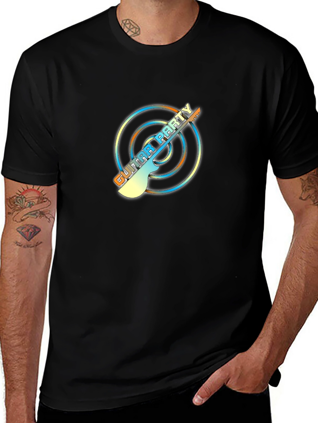 Guitar Party Graphic Tee - Black Unisex T-Shirt