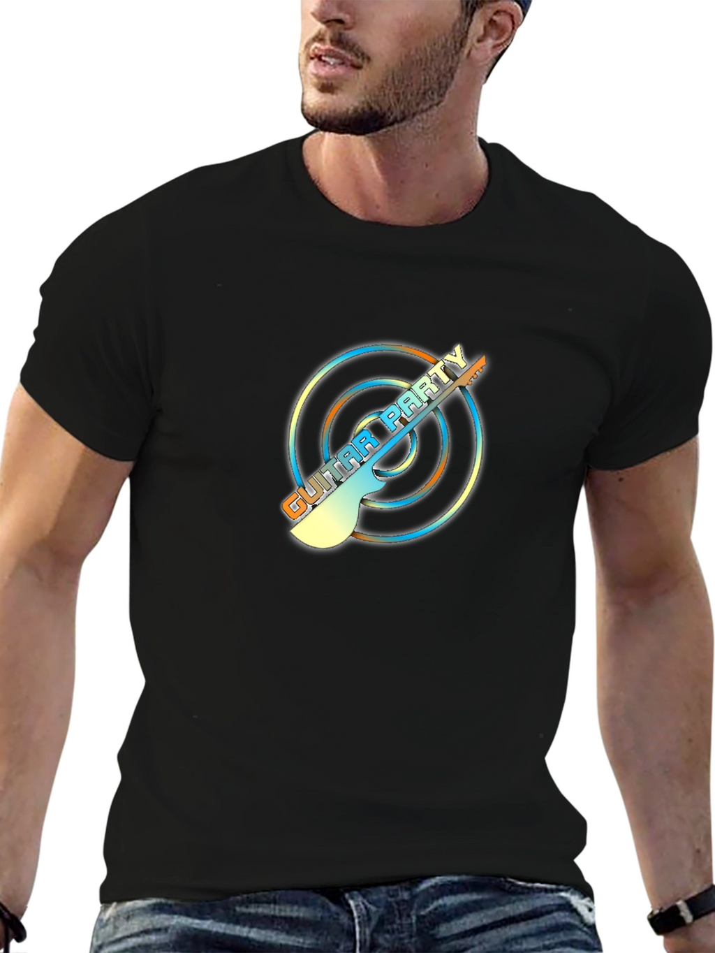 Guitar Party Graphic Tee - Black Unisex T-Shirt
