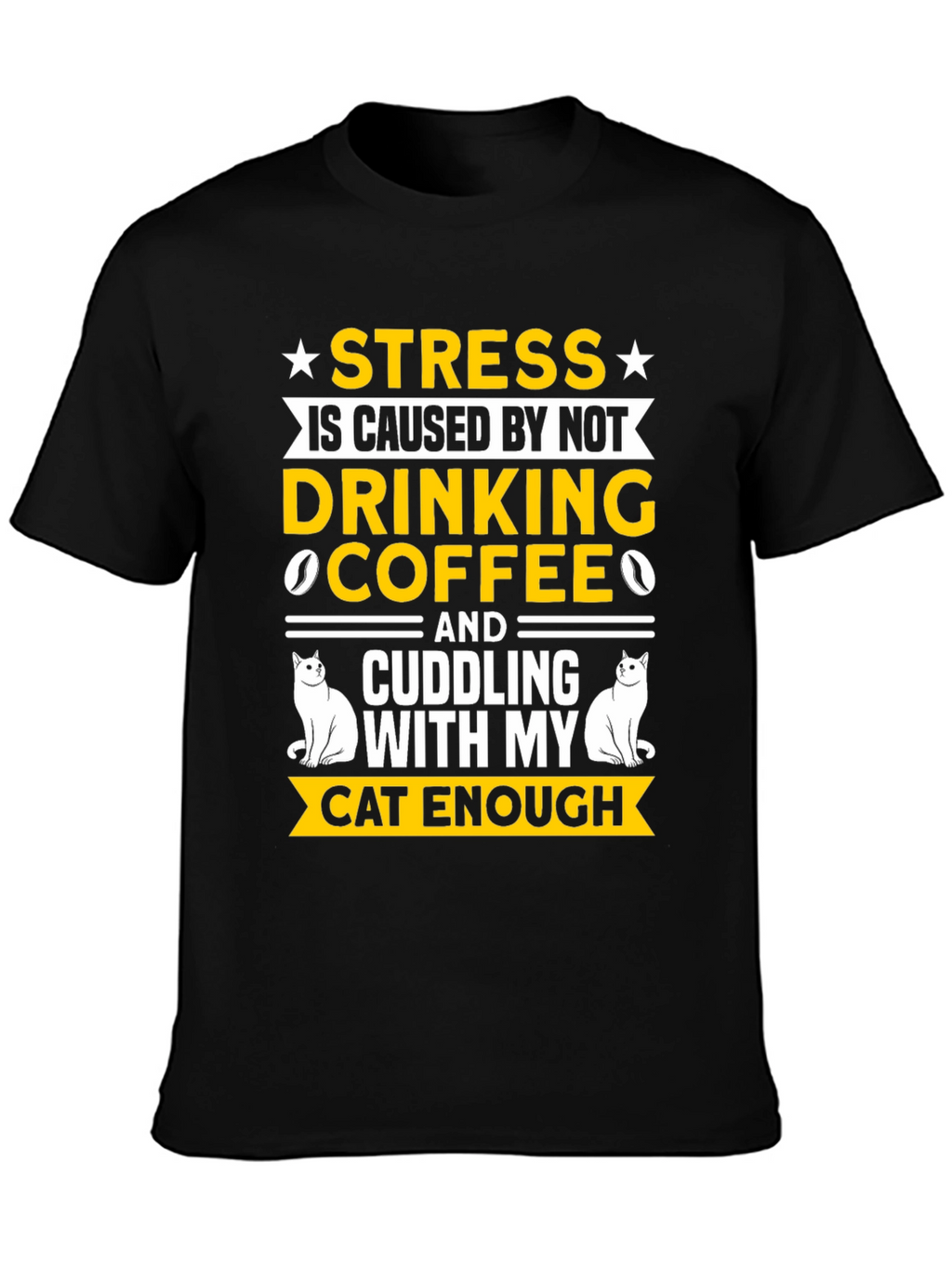 Stress Coffee Cat Cuddling Graphic Tee